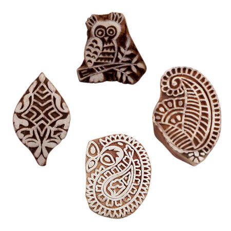 Set of 4 Piece New Mix Wooden Printing Blocks